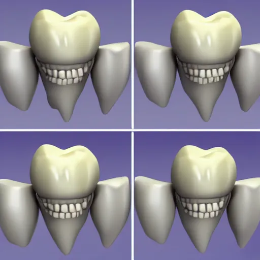 Image similar to poorly rendered 3 d set of teeth