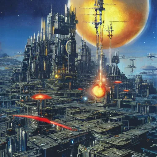 Prompt: city, peter elson, chris foss, john berkey, tony roberts, jim burns, don davis