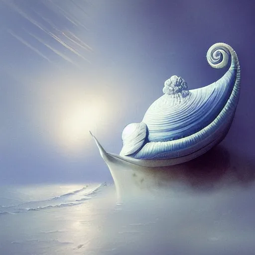 Image similar to huge snail by elena vizerskaya and ivan aivazovsky, perfectly detailed, artstation, sharp focus, highly detailed, studio photography, impresion de giclee arte abstracto, award winning