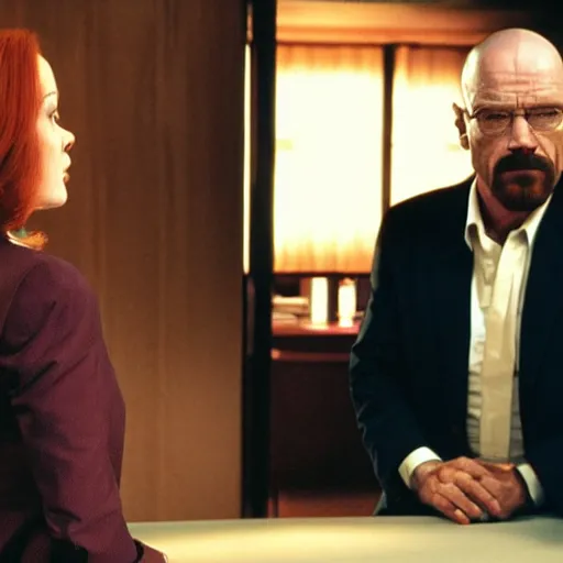 Prompt: dana scully arguing with walter white