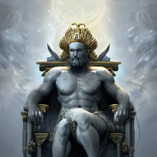 Image similar to Digital painting of Zeus on a throne, hyperdetailed, artstation, cgsociety, 8k