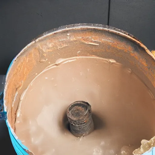 Prompt: professional photograph of a bucket filled with fleshy space goop