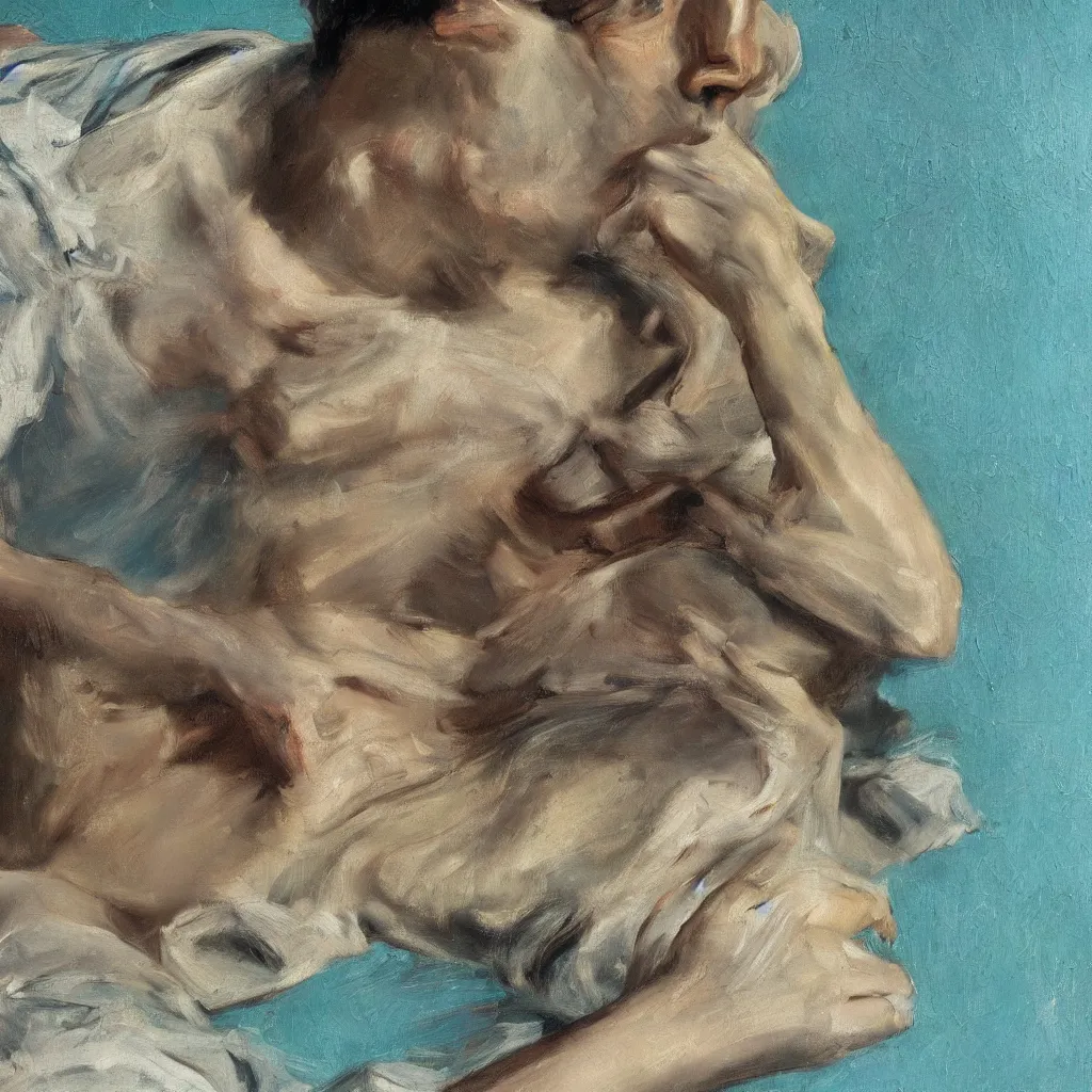 Image similar to high quality high detail painting by lucian freud, jenny savile, john singer sargent, turquoise, hd