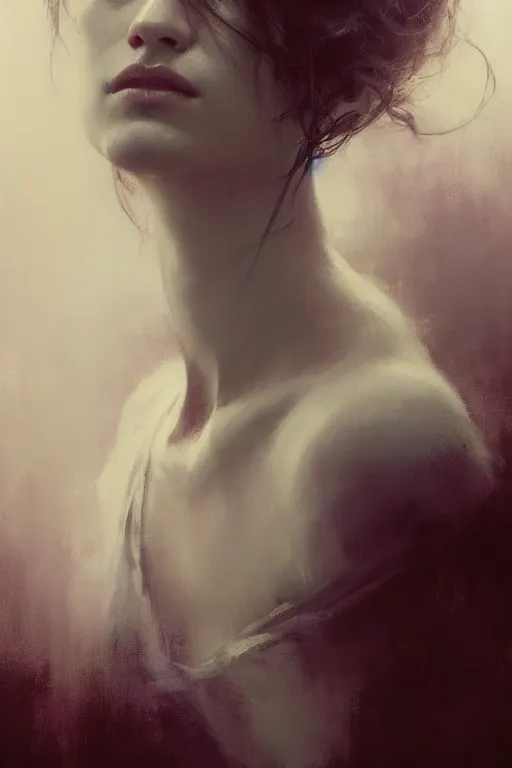 Image similar to beautiful photographic by jeremy mann, only one head single portrait absurdly beautiful, elegant, ultrafine hyperrealistic detailed face, greg rutkowski, alphonse mucha, intricate linework, sharp focus, smooth, octopath traveler, final fantasy, unreal engine, dramatic lighting, ethereal, 8 k