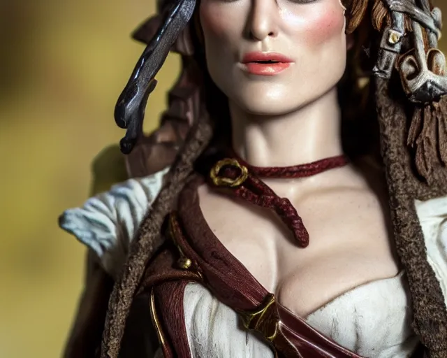Image similar to close up of highly detailed pvc figure of keira knightley from pirates of the caribbean dslr photo