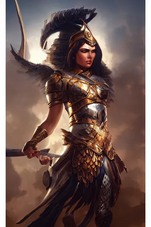 Image similar to amazon valkyrie athena, d & d, fantasy, portrait, highly detailed, headshot, digital painting, trending on artstation, concept art, sharp focus, illustration, art by artgerm and greg rutkowski and magali villeneuve