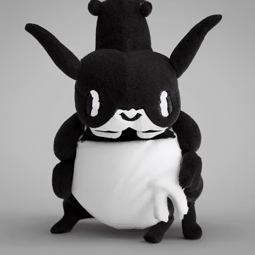 Prompt: cute fumo plush of the one who answers when you scream into the abyss, eldritch creature, vray, black and white