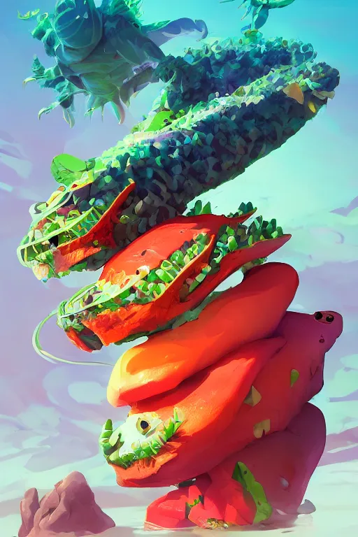 Image similar to 3 d render creature animal sushi cristal eye roots cactus elemental flush of force nature micro world fluo, art gta 5 cover, official fanart behance hd artstation by jesper ejsing, by rhads, makoto shinkai and lois van baarle, ilya kuvshinov, ossdraws