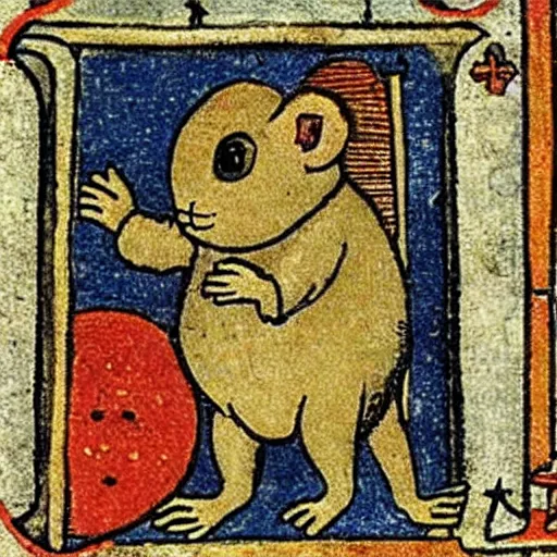 Prompt: Miniature giant space hamster depicted in the medieval history book