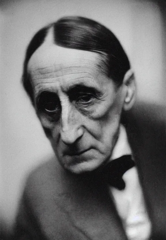 Image similar to a close - up casual photo of marcel duchamp with pensive eyes, 1 9 2 0 s monochrome snapshot, graflex 4 x 5, f 1. 8, 3 5 mm, ilford delta 3 2 0 0 pro