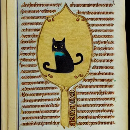 Image similar to illuminated manuscript cat illustrations