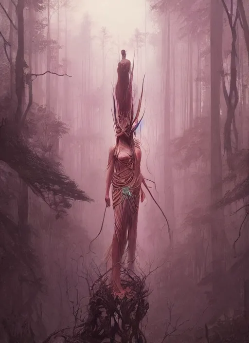 Image similar to A goddess of the forest, trending on Artstation, Greg Rutkowski, Wayne Barlowe