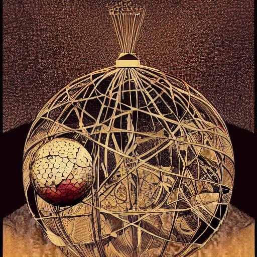 Image similar to illustration of football ball, by artgem, da vinci and victo ngai