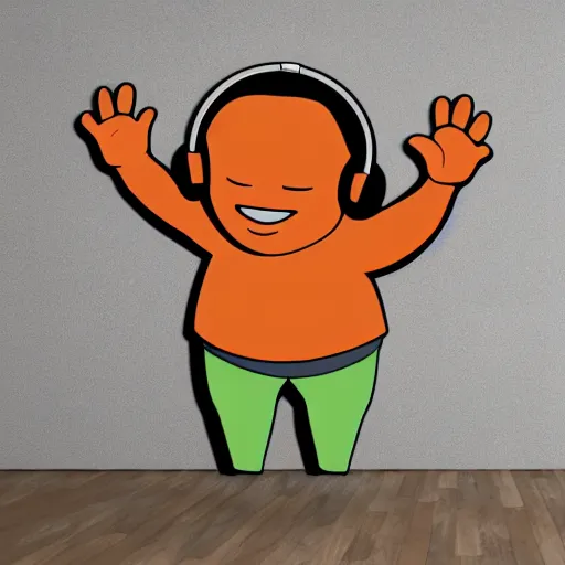 Prompt: svg sticker of a Dancing-Cleveland Brown, at a rave, spinning records, giant headphones rocking out, wearing headphones, huge speakers, dancing, rave, DJ, spinning records, digital art, amazing composition, rule-of-thirds, award-winning, trending on artstation, featured on deviantart