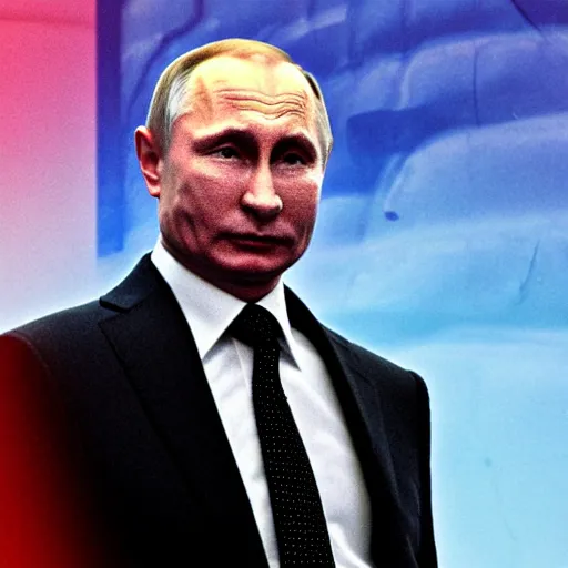Image similar to Vladimir Putin as Cyberpunk