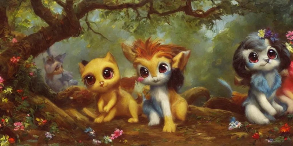 Image similar to 3 d littlest pet shop animal, mythology, master painter and art style of noel coypel, art of emile eisman - semenowsky, art of edouard bisson