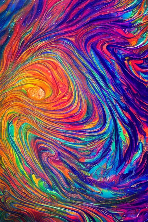 Image similar to ultra detailed acrylic pour fluid dynamics flow art a painting of a iridescent nebular with a colorful swirl shimmering with pearlescence, acrylic marbling art by sam spratt, rhads, deviantart, psychedelic art, psychedelic, cosmic nebula, chromatic