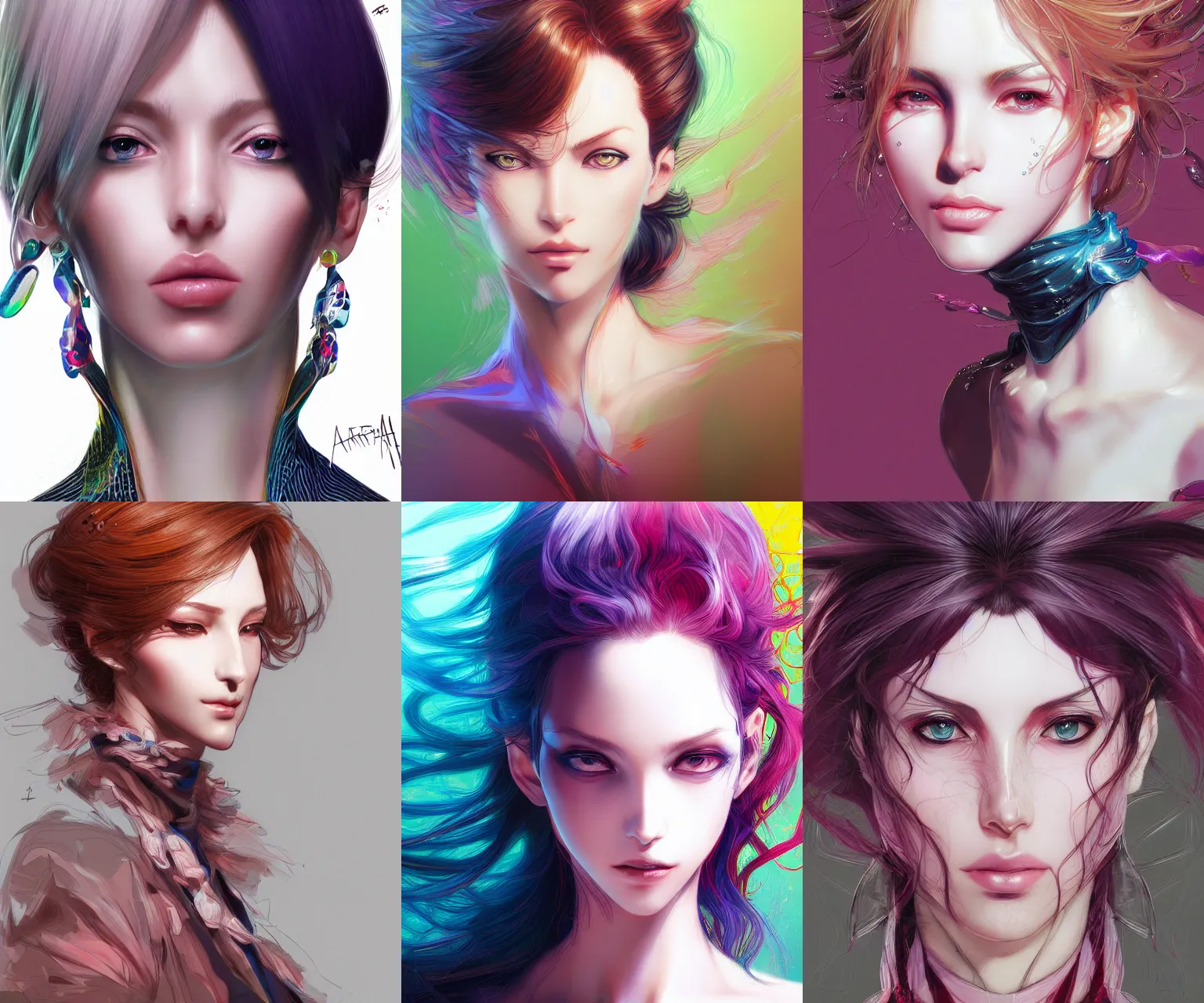 Image similar to portrait of a woman, fashion, beautiful, elegant colorful, artstation trending, deviantart, highly detailed, focus, smooth, by hirohiko araki, yoshitaka amano