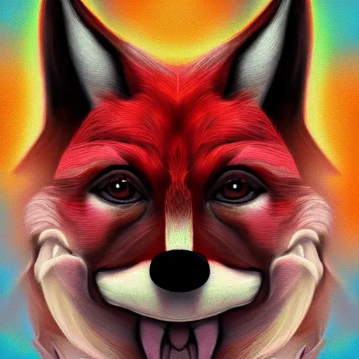 Image similar to zoomorphic a red face wolf, pepe the frog like face, digital painting, ultra sharp, by gary cook