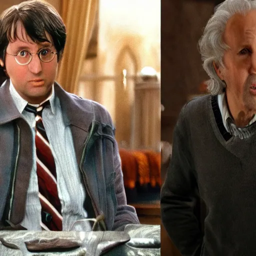 Prompt: movie still of chevy chase staring in harry potter, movie still, high resolution, highly detailed, realistic lighting, artstation