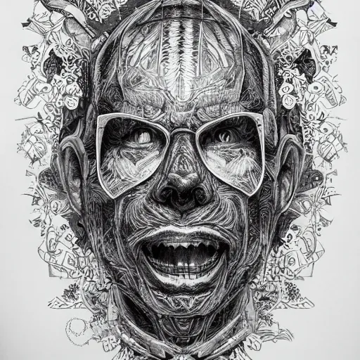 Image similar to john carmack, black ink on paper, trending on artstation, beautiful, intricate, detailed