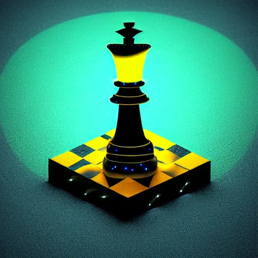 Image similar to vintage instamatic photo of a queen chess piece made of led lights, Puddles, Isometric 3D Fantasy, smooth 3D Illustration, Cinematic Matte Painting, soft render,