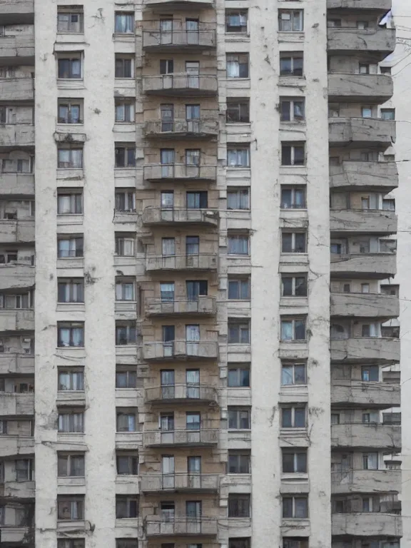 Prompt: soviet apartment building, photo, one object, front side view