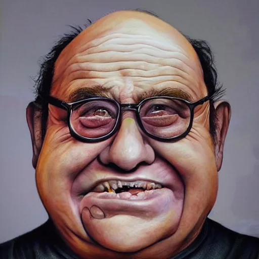 Image similar to hyperrealistic mixed media high resolution painting of Danny DeVito is Gollum, stunning 3d render inspired art by Jamie Salmon and István Sándorfi and Unreal Engine and Greg Rutkowski, perfect facial symmetry, dim volumetric lighting, 8k octane beautifully detailed render, full body shot, post-processing, extremely hyper-detailed, intricate, epic composition, highly detailed attributes, highly detailed atmosphere, cinematic lighting, masterpiece, trending on artstation, very very detailed, masterpiece, stunning, flawless completion, lifelike texture, perfection,