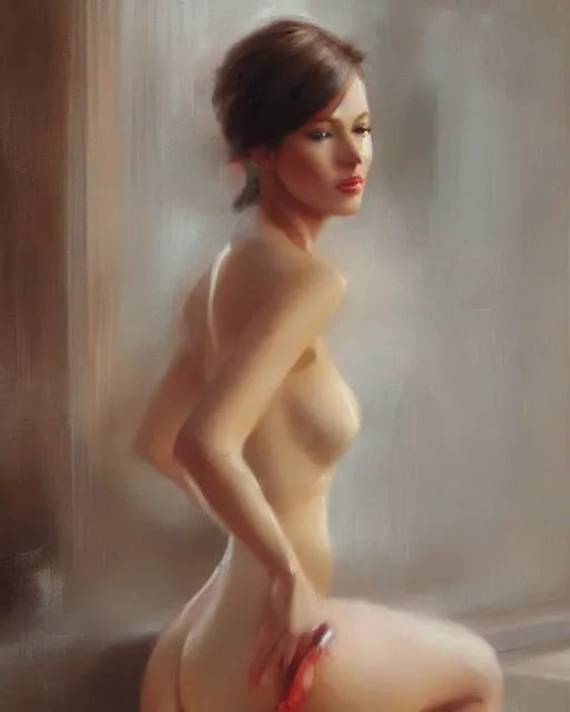 Prompt: a fine art painting of a pretty woman by richard s. johnson, deviantart, figurative art, fine art