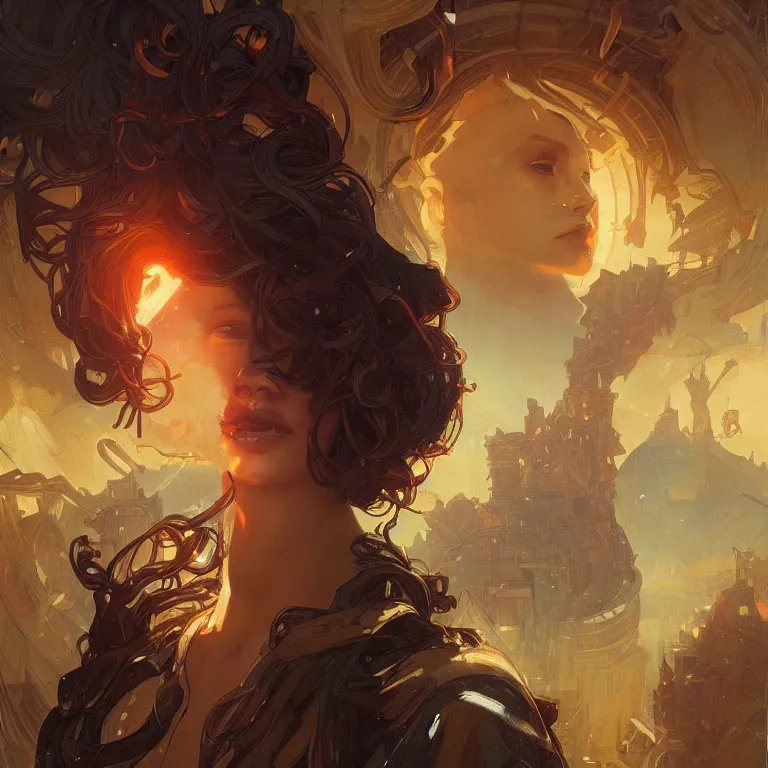 Image similar to The heat death of the universe, intricate, headshot, highly detailed, digital painting, artstation, concept art, sharp focus, cinematic lighting, illustration, art by artgerm and greg rutkowski, alphonse mucha, cgsociety