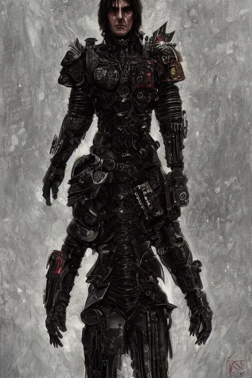 Image similar to portrait of brutal gothic Tom Cruise in armor, cyberpunk, Warhammer, highly detailed, artstation, illustration, art by Gustav Klimt