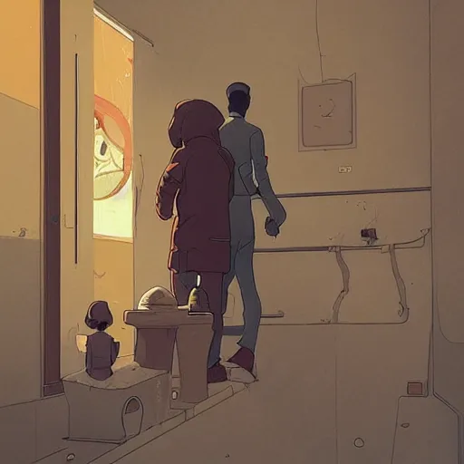 Prompt: by moebius and atey ghailan. poor main's story