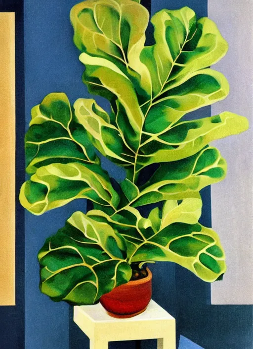 Prompt: italian futurism painting of a fiddle leaf fig