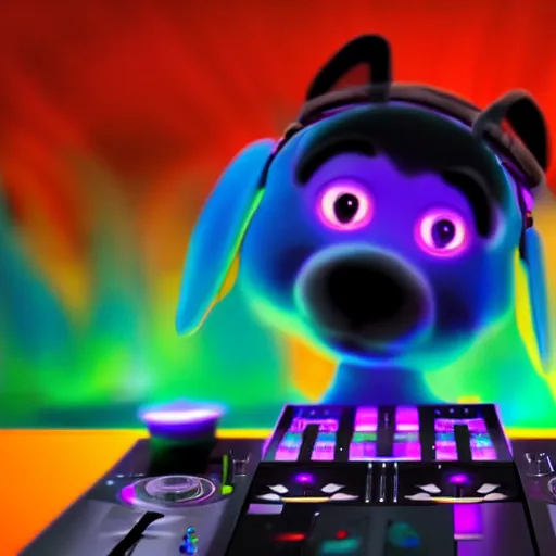 Image similar to puppy as a DJ, 8k, by Pixar