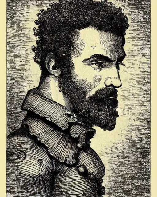 Prompt: 19th century wood-engraving of a man named Muhammad Avdol, whole page illustration from Jules Verne book titled Stardust Crusaders, art by Édouard Riou Jules Férat and Henri de Montaut, frontal portrait, high quality, beautiful, highly detailed, removed watermarks