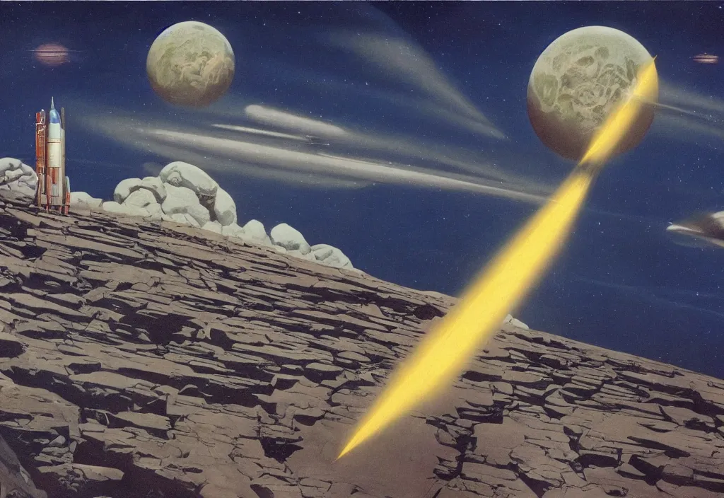 Image similar to Destination Moon, Rick Guidice, Chesley Bonestell, Lucien Rudaux, Rolf Klep, Fred Freeman, George Pal