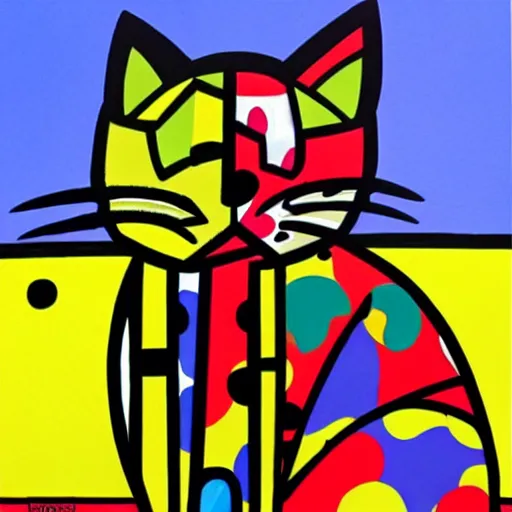 Image similar to romero britto painting of a cat