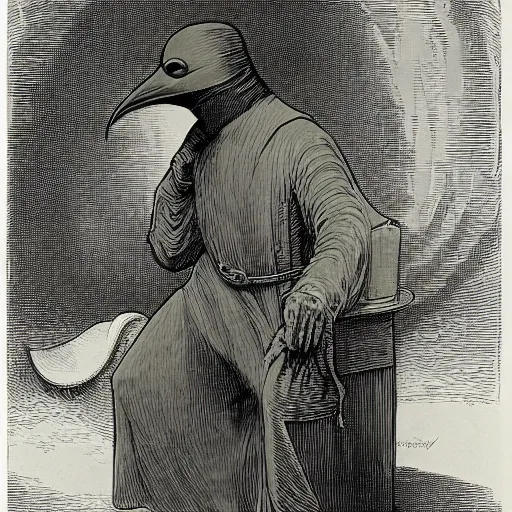 Image similar to plague doctor by franklin booth