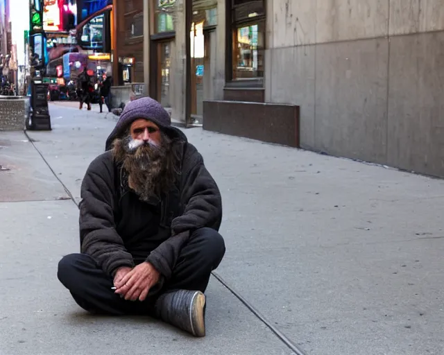 Image similar to a beautiful handsome homeless man in new york city.