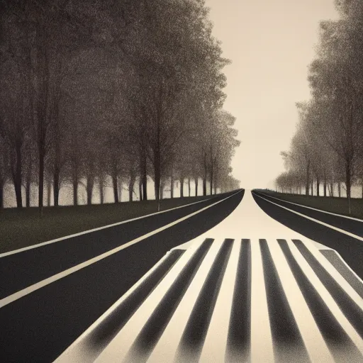 Image similar to hype realistic piano road, leading to nowhere