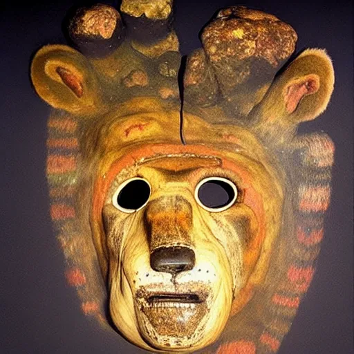 Image similar to shaman in a bear mask, chauvet cave art