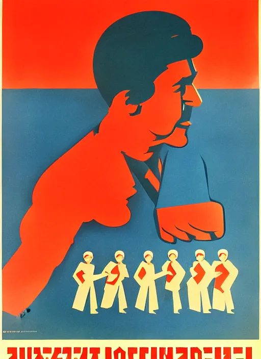 Image similar to soviet propaganda poster of phrase'avoid all boxes ', socialist realism