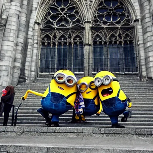 Image similar to “minions laughing after burning down the Notre dame”