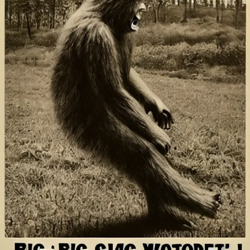 Prompt: big foot caught on camera, realistic, vintage.