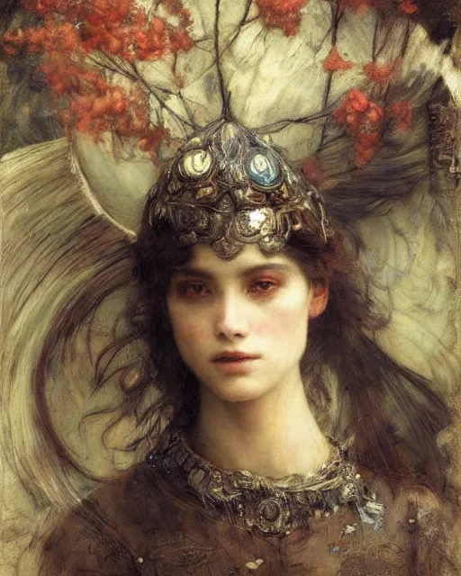 Image similar to a beautiful sorceress by Edgar Maxence, Ross Tran and Jules Bastien-Lepage