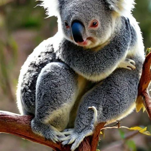 Image similar to koala super saiyan