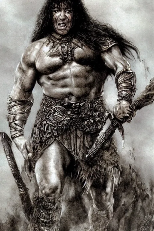 Image similar to danny devito as conan the barbarian by luis royo