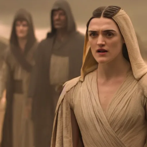 Prompt: a movie still of katie mcgrath as a jedi master