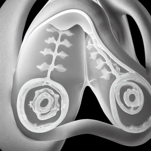 Image similar to x - ray of bio engineered heart carved out of ivory, canon 5 d 5 0 mm lens