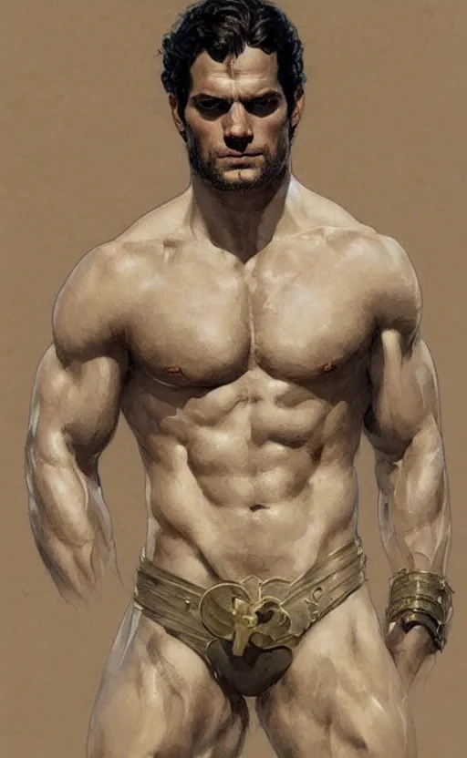 Image similar to Henry Cavill as a Greek god, gorgeous, amazing, muscular, intricate, highly detailed, digital painting, artstation, thighs!!!, concept art, sharp focus, illustration, art by greg rutkowski and alphonse mucha